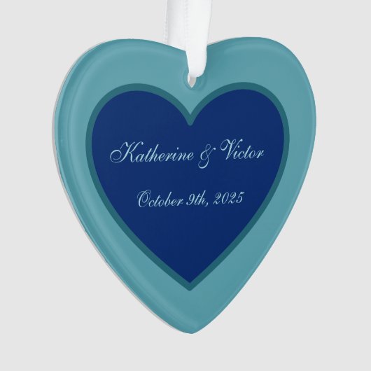 Gepersonaliseerd blauw hart Ornament (voorkant)