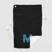Gepersonaliseerd blauw Initiaal naam monogram Golfhanddoek (Insitu)
