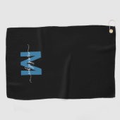 Gepersonaliseerd blauw Initiaal naam monogram Golfhanddoek (Horizontaal)