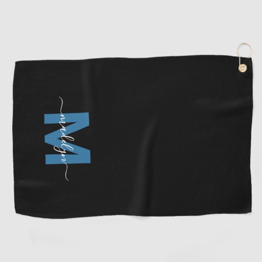 Gepersonaliseerd blauw Initiaal naam monogram Golfhanddoek (Horizontaal)