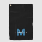 Gepersonaliseerd blauw Initiaal naam monogram Golfhanddoek (Voorkant)