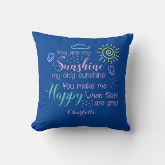 Gepersonaliseerd blauw Je bent mijn Sunshine Sierk Kussen
