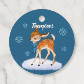 Gepersonaliseerd blauw kersthert Kind Bedankjes Labels (Achterkant)