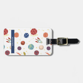 Gepersonaliseerd blauw kosmisch Bagagelabel