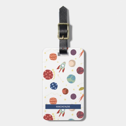 Gepersonaliseerd blauw kosmisch Bagagelabel (Voorkant verticaal)