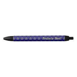 Gepersonaliseerd | BLAUW met | Gouden sterren Zwarte Inkt Pen