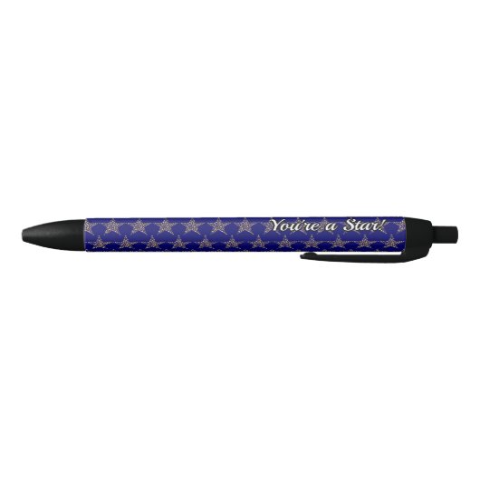 Gepersonaliseerd | BLAUW met | Gouden sterren Zwarte Inkt Pen (Bodem)