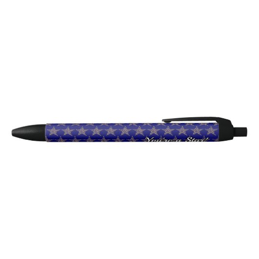 Gepersonaliseerd | BLAUW met | Gouden sterren Zwarte Inkt Pen (Bovenkant)