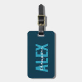 Gepersonaliseerd blauw monogram bagagelabel (Voorkant verticaal)