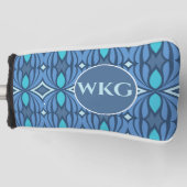 Gepersonaliseerd Blauw Monogram Blade Putter Head  Golfheadcover (Voorkant)