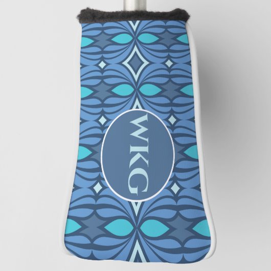 Gepersonaliseerd Blauw Monogram Blade Putter Head  Golfheadcover (Draai 90)