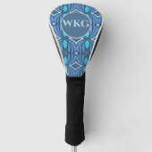 Gepersonaliseerd Blauw Monogram Golfclub Hoofd Hoe Golfheadcover (Voorkant)