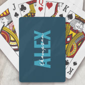 Gepersonaliseerd blauw monogram pokerkaarten