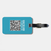 Gepersonaliseerd Blauw Monogram QR Code Bagagelabel (Achterkant horizontaal)
