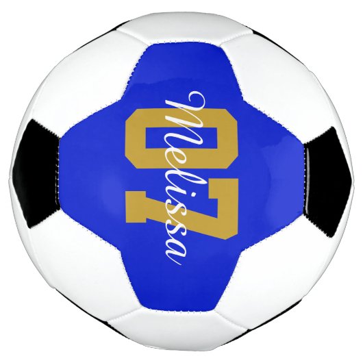 Gepersonaliseerd blauw naamnummer voetbal (Gedraaid)