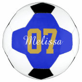 Gepersonaliseerd blauw naamnummer voetbal (Voorkant)