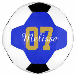 Gepersonaliseerd blauw naamnummer voetbal