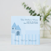 Gepersonaliseerd blauw omheind huis housewarming p aankondiging (Staand voorkant)