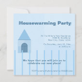 Gepersonaliseerd blauw omheind huis housewarming p aankondiging (Achterkant)