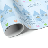 Gepersonaliseerd Blauw Omheind Huis Kleur Tulpen H Cadeaupapier (Rol Hoek)