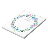 Gepersonaliseerd blauw paarse bloemenwaterverf Not Notitieblok (Linkerzijde)