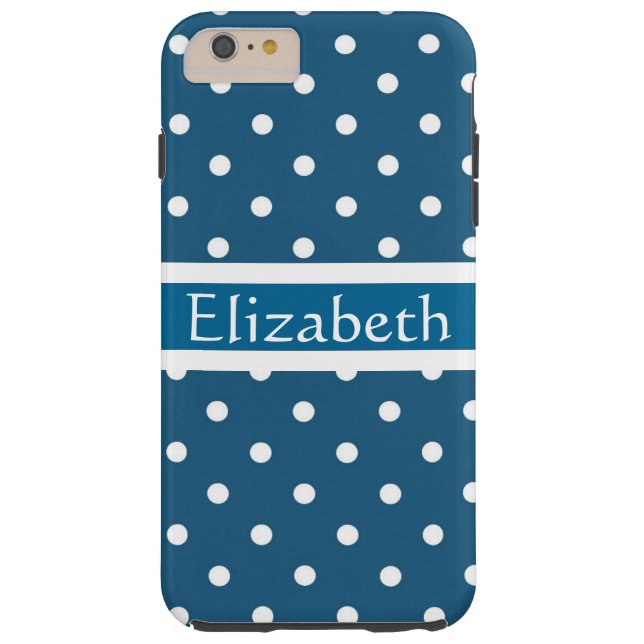 Gepersonaliseerd blauw-poolpuntenpatroon Case-Mate iPhone case (Achterkant)