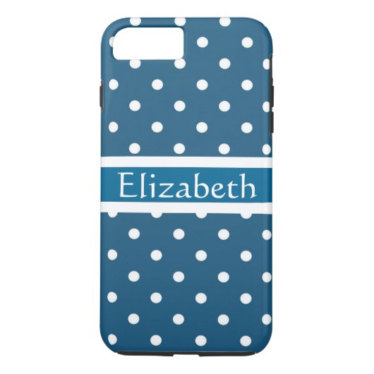 Gepersonaliseerd blauw-poolpuntenpatroon Case-Mate iPhone case (Achterkant)