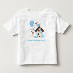 Gepersonaliseerd Blauw Puppy Dog Verjaardag Tshirt