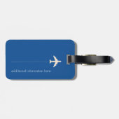 gepersonaliseerd blauw reisvliegtuig bagagelabel (Achterkant horizontaal)