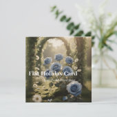 Gepersonaliseerd blauw Roos – Uniek Jubileum Liefd Feestdagenkaart (Staand voorkant)