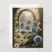 Gepersonaliseerd blauw Roos – Uniek Jubileum Liefd Feestdagenkaart (Voorkant / Achterkant)