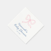 Gepersonaliseerd blauw & roze Coquette Bow Baby sh Servet (Hoek)