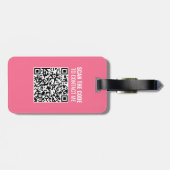 Gepersonaliseerd Blauw Roze Monogram QR Code Bagagelabel (Achterkant horizontaal)