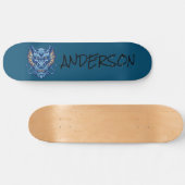 Gepersonaliseerd blauw skateboard van de draak (Horizontaal)
