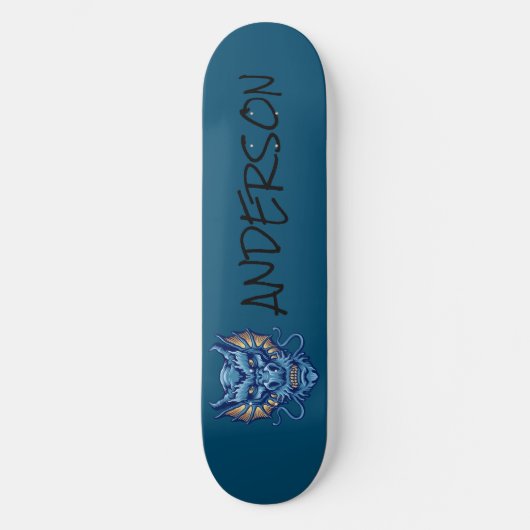 Gepersonaliseerd blauw skateboard van de draak (Voorkant)