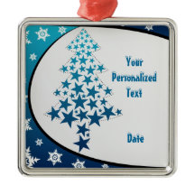 Gepersonaliseerd blauw sneeuwvlok ornament