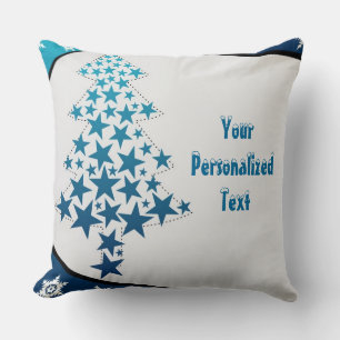 Gepersonaliseerd blauw sneeuwvlok Sierkussen