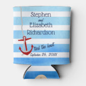 Gepersonaliseerd blauw strand rood anker blikjeskoeler (Voorkant)