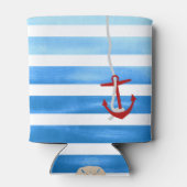 Gepersonaliseerd blauw strand rood anker blikjeskoeler (Achterkant)