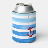 Gepersonaliseerd blauw strand rood anker blikjeskoeler (Blikje Achterkant)