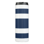 Gepersonaliseerd blauw strepen patroon thermosbeker (Achterkant)