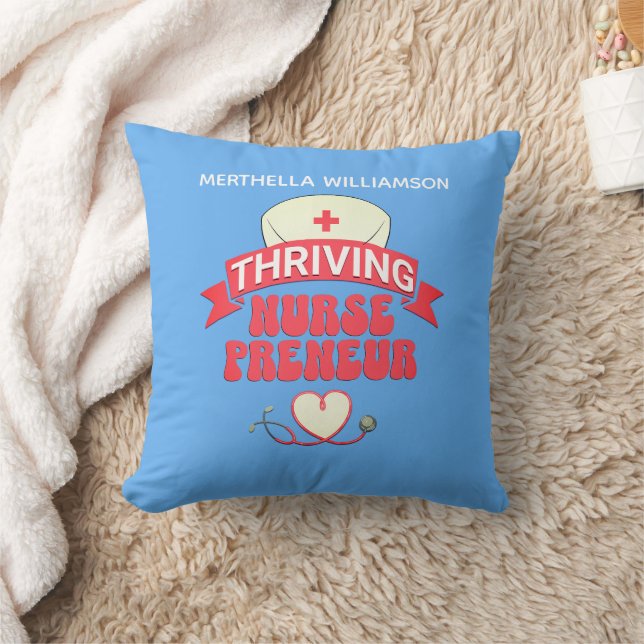 Gepersonaliseerd Blauw Verpleegkundige Ondernemer Kussen (Deken)