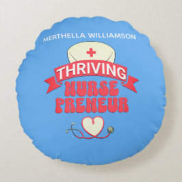 Gepersonaliseerd Blauw Verpleegkundige Ondernemer Rond Kussen