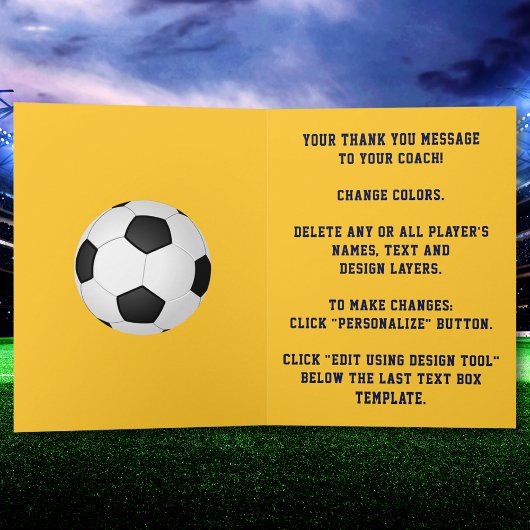 Gepersonaliseerd blauw, Voetbal coach bedankpas Kaart
