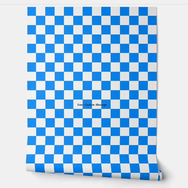 Gepersonaliseerd blauw wit Checker behang (Afrollen)