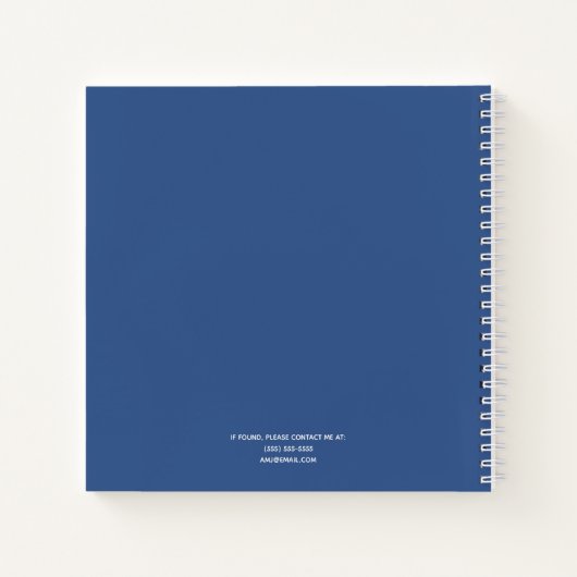 Gepersonaliseerd blauw & wit schetsboek notitieboek (Achterkant)