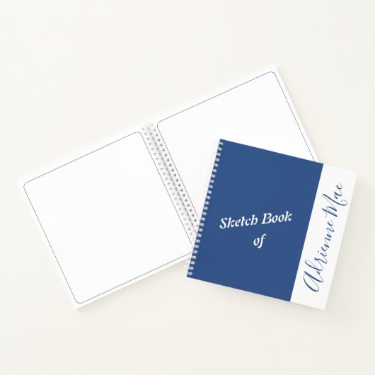 Gepersonaliseerd blauw & wit schetsboek notitieboek (Binnen)