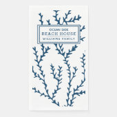 Gepersonaliseerd blauw zeewier Patroon - Kiekenhui Servet (Voorkant)