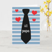 Gepersonaliseerd Blauw Zwart Stropdas #1 Papa Vade Kaart (Gele Bloem)