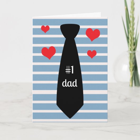 Gepersonaliseerd Blauw Zwart Stropdas #1 Papa Vade Kaart (Voorkant)